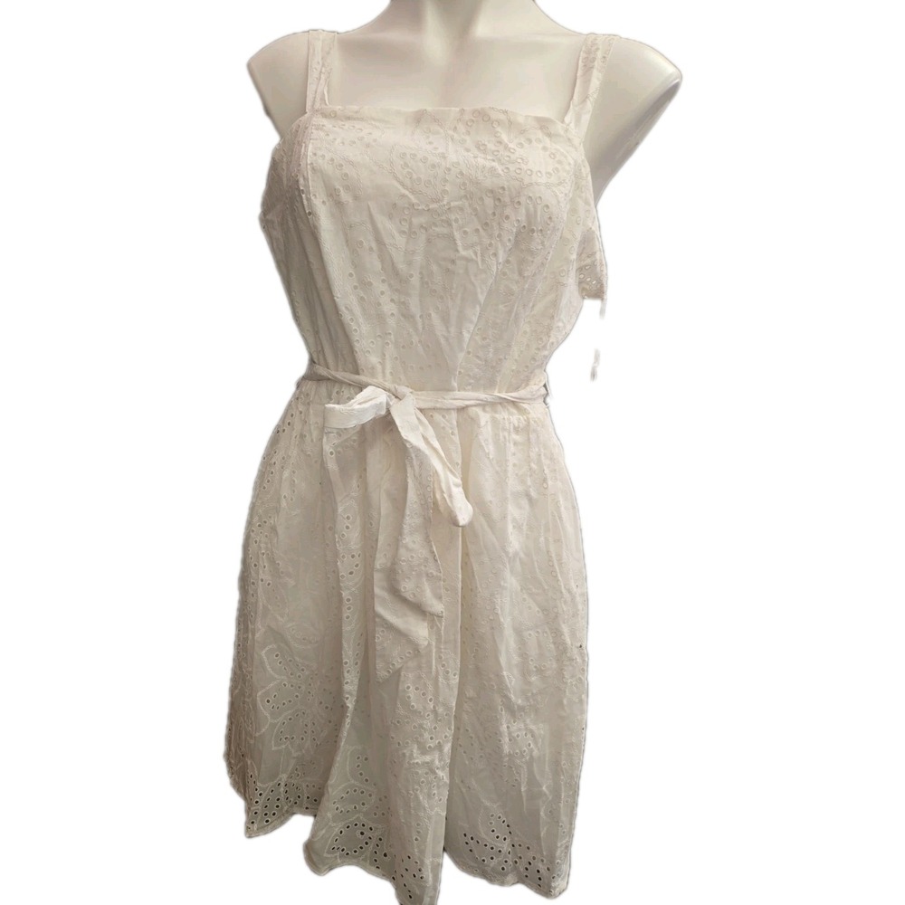 Calypso St. Barth Women's White Lace Sleeveless Sundress Floral Embroidered 10